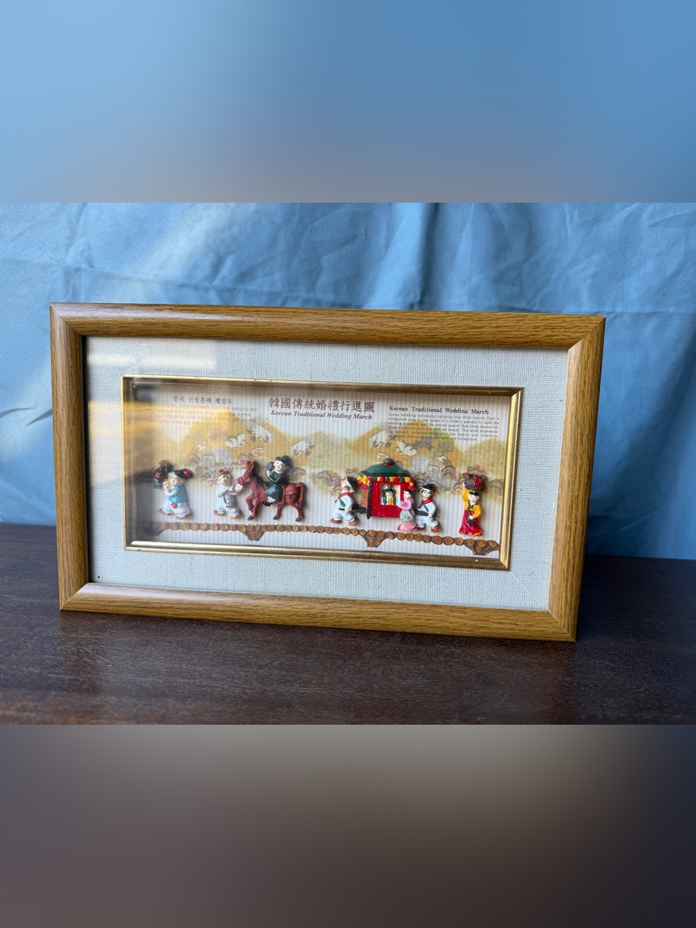 Korean Traditional Wedding March 3D Shadow Box Framed Wall Art Picture 11.5"